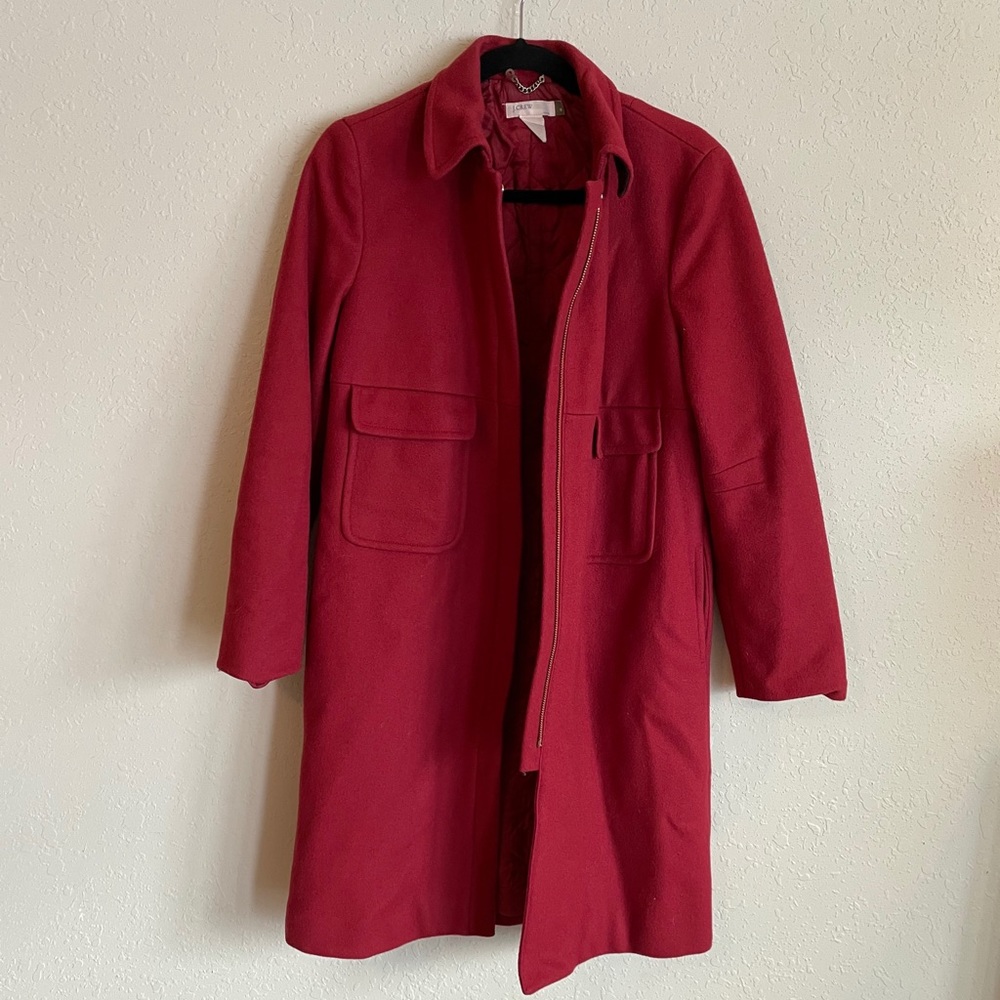 $90 J. CREW LINED WOOL COAT | RED | PETITE MEDIUM - Picture 4 of 12